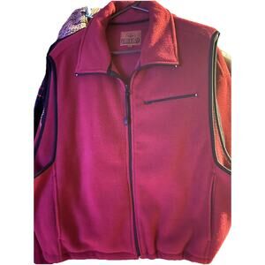RedHead Brand Men's Full Zip Vest Fleece Size XL Wine Color Sleeveless Retro